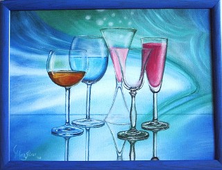 wine glasses on abstract background