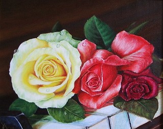 Roses on the piano